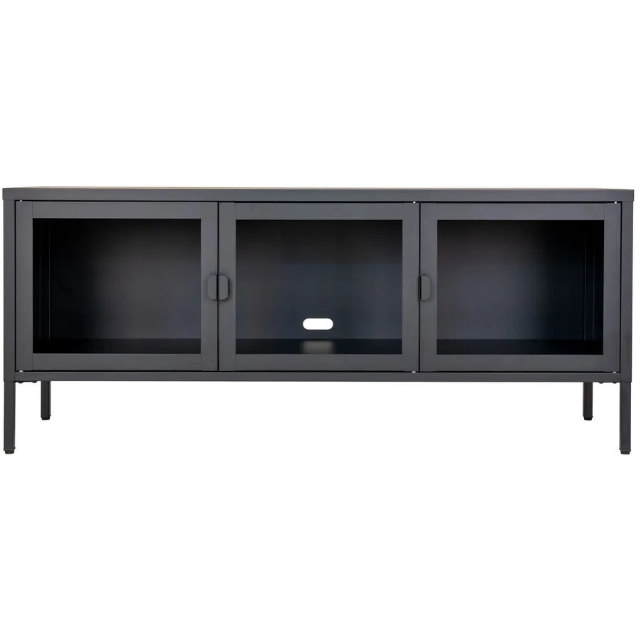 TV-Möbel Soreva schwarz Stahl/Glas B 130 cm