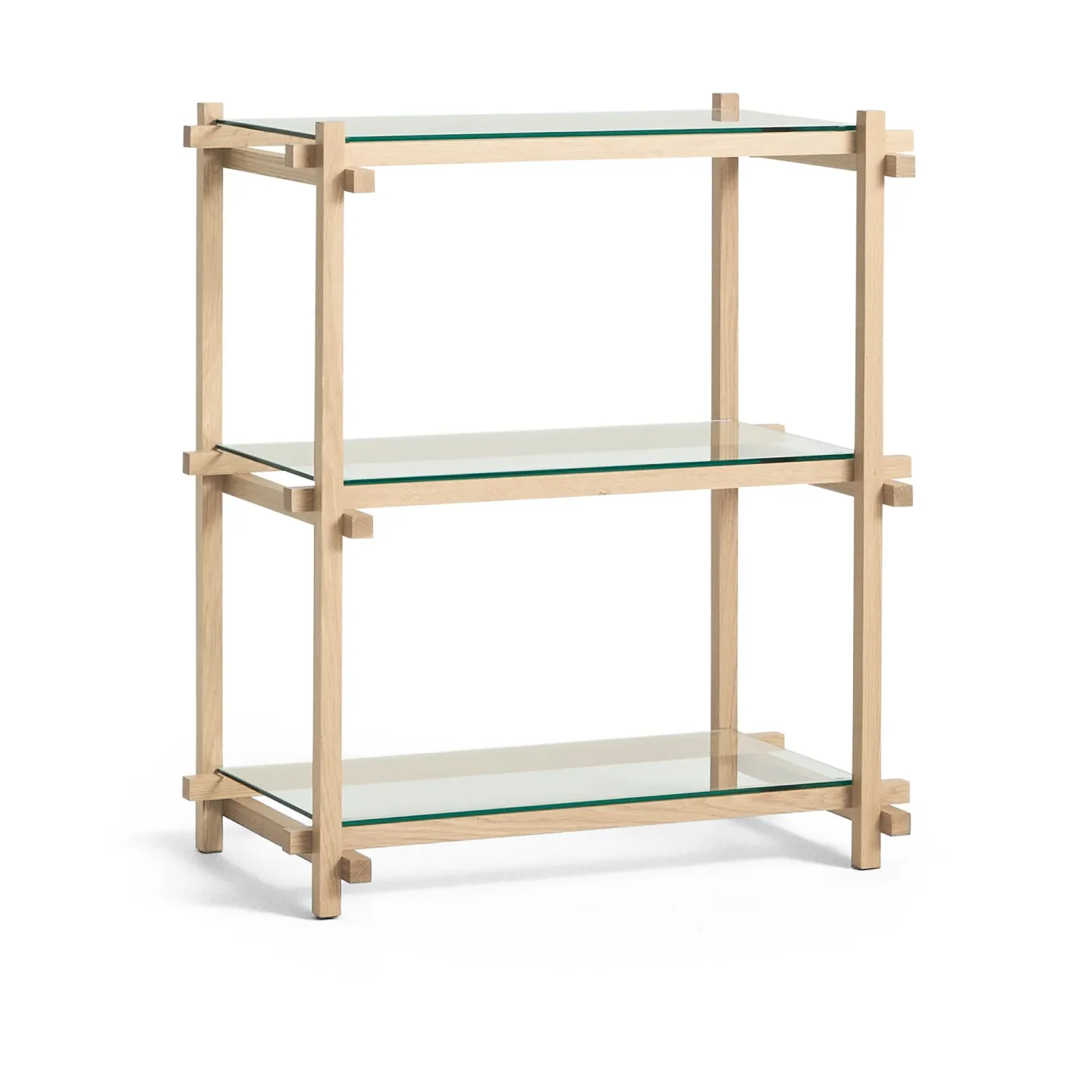 HAY Woody Column Wandregal Oak-clear glass, low