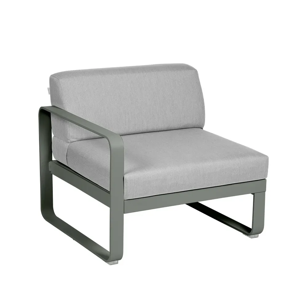 Fermob Bellevie Left modulsoffa Rosemary (grön), flannel grey dyna, 1-sits