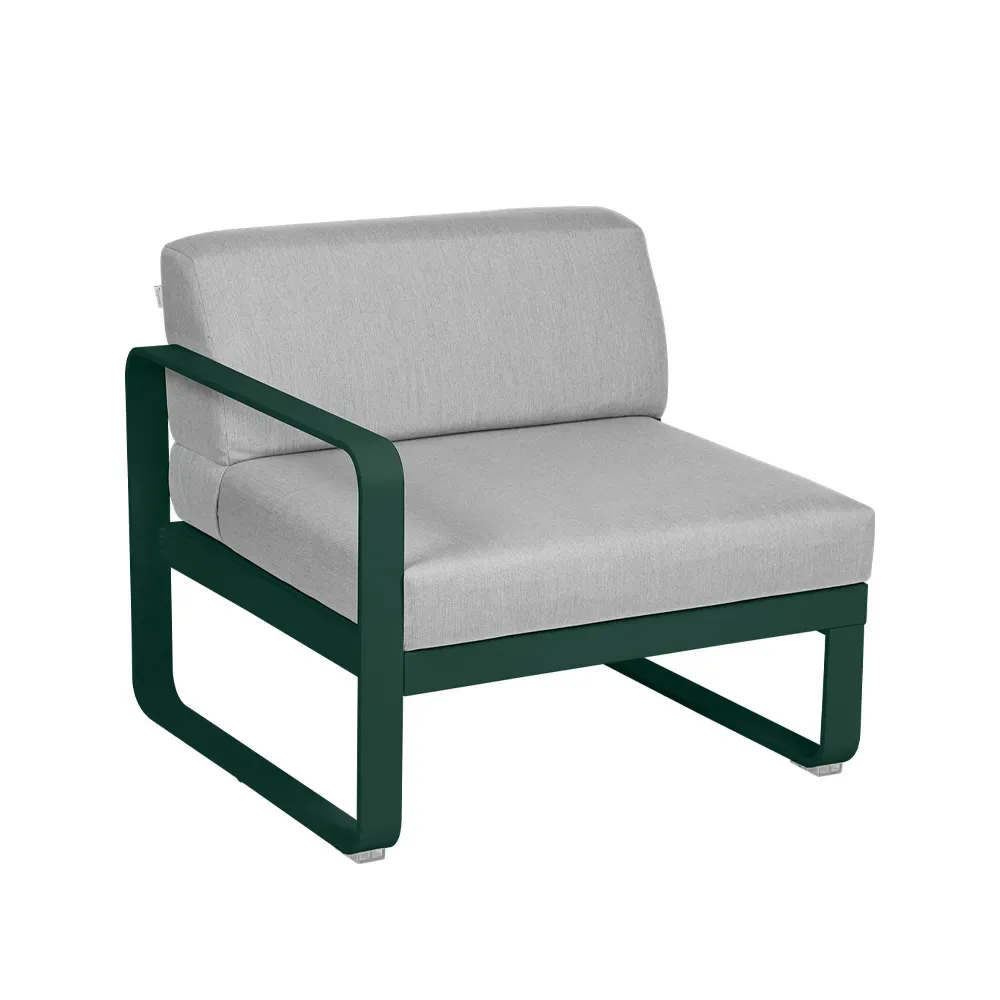 Fermob Bellevie Left modulsoffa Cedar green (grön), flannel grey dyna, 1-sits