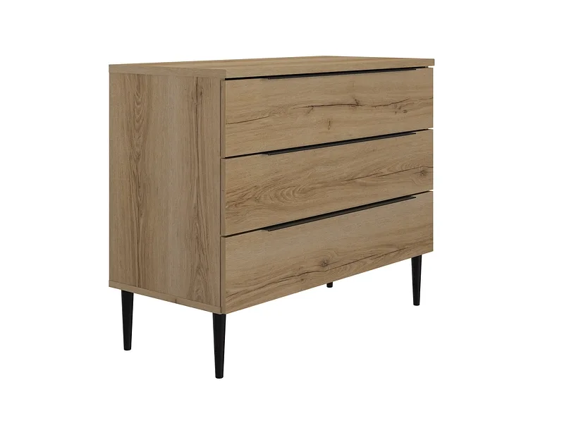 Kommode LUCIAN 3 Schubladen 95x45x78cm eiche melamin / eiche