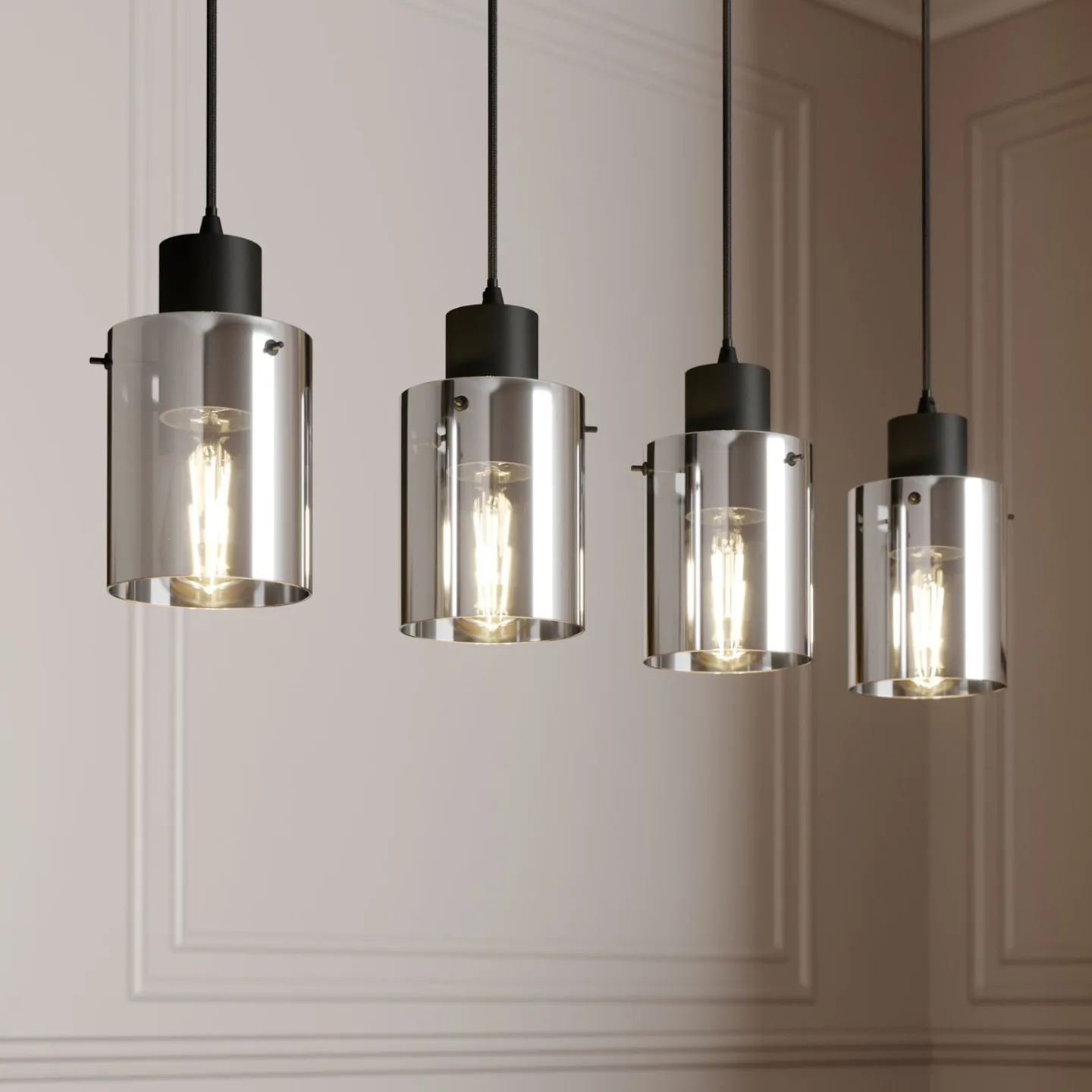 Kourtney Taklampa Black/Smoke - Lindby - Vardagsrum - Modern - Glas - Med flera ljuskällor