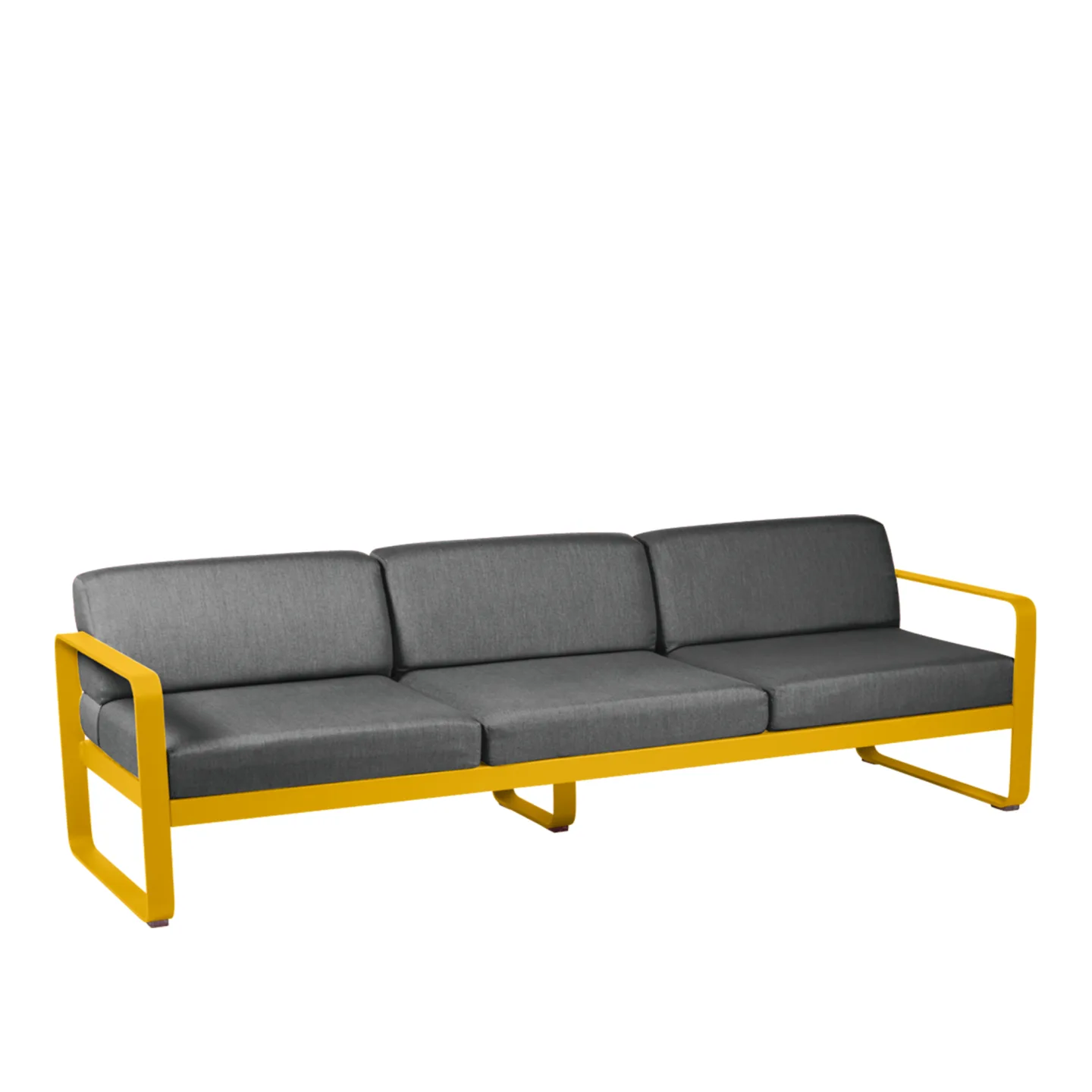Fermob - Bellevie 3 Seater Sofa Graphite Grey Cushions, Honey - Soffor utomhus - Pagnon & Pelhaître