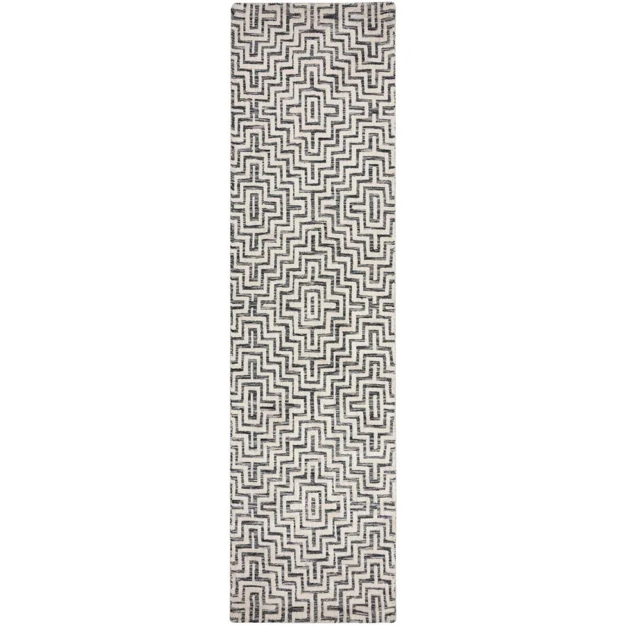 Teppich Korva hellgrau Symmetrie Polyester 80 x 300 cm