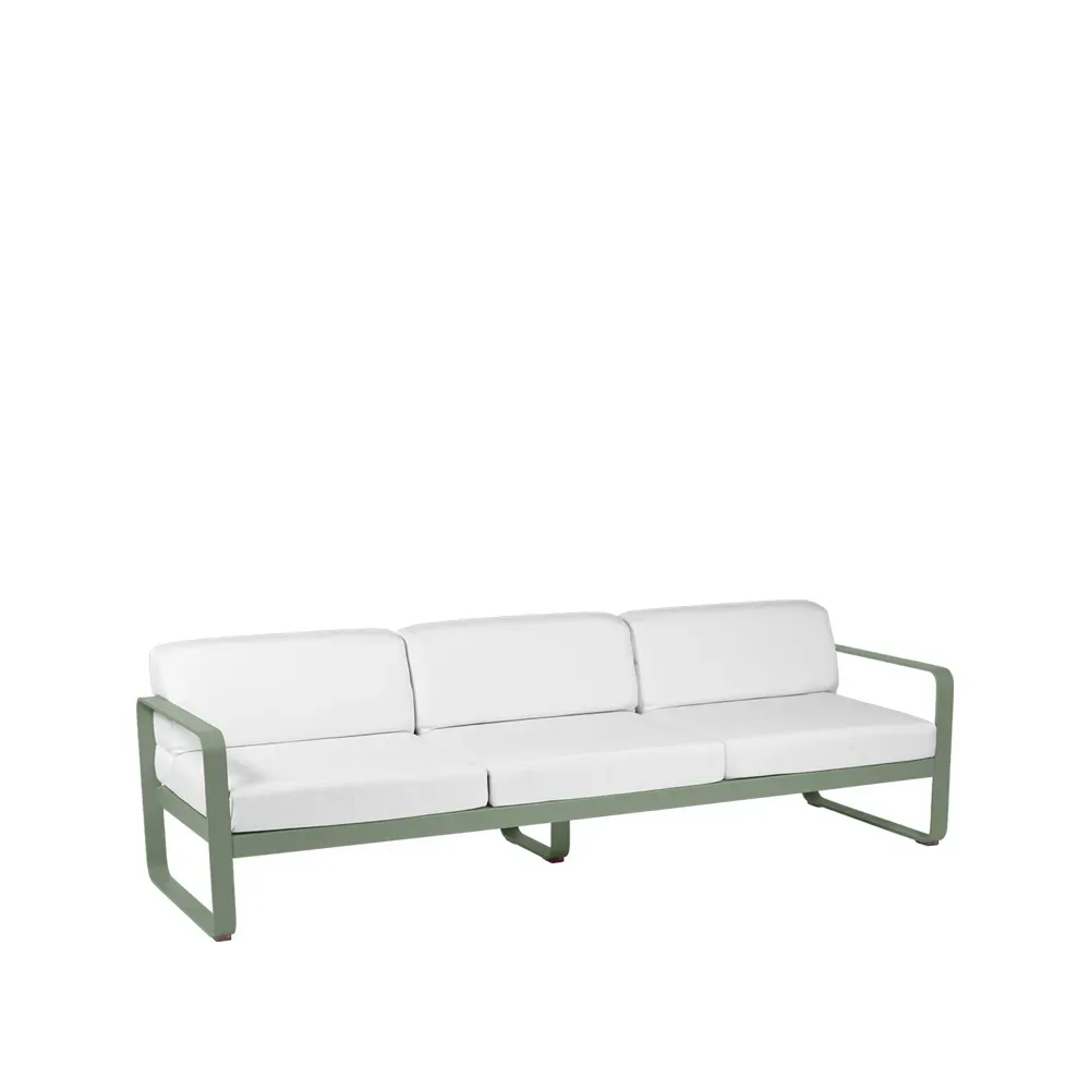 Fermob Bellevie soffa 3-sits Cactus (grön), off-white dyna
