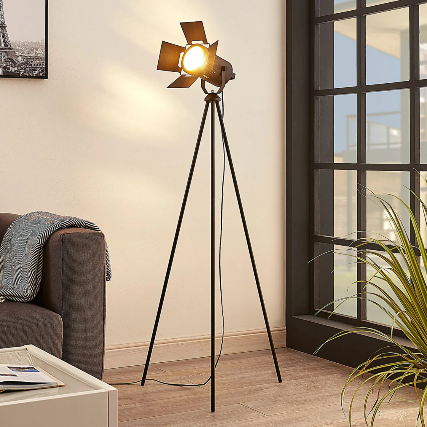 Devon Stehleuchte Black - Lindby - Wohnzimmer - Modern - Metall - Einflammig