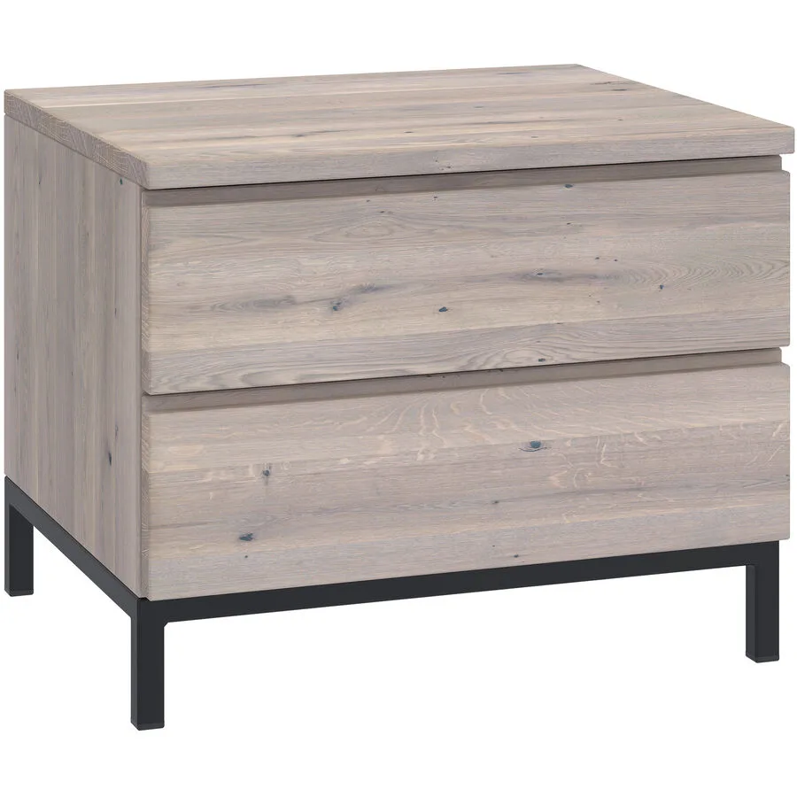 Nachttisch Holz Werk Grau Holz 50 cm - Farbe: Wildeiche hell
