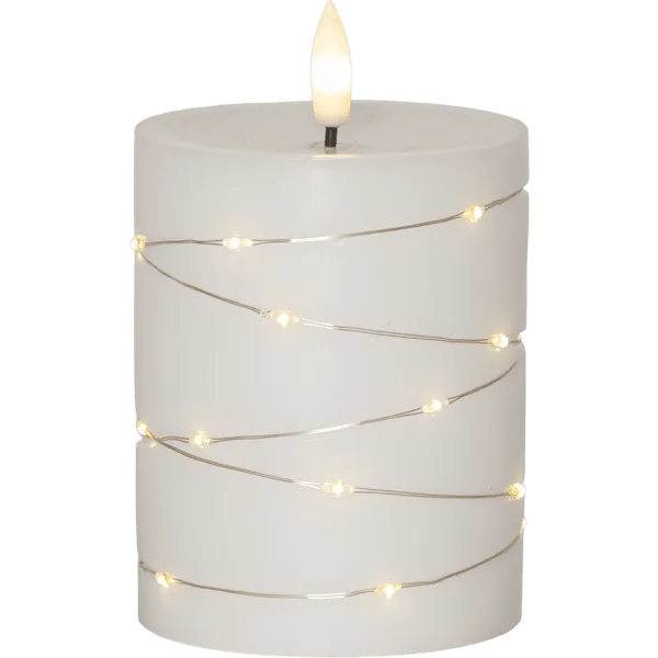 Star Trading - LED Blockljus Flamme Dew 13cm - Batteriljus - Vit