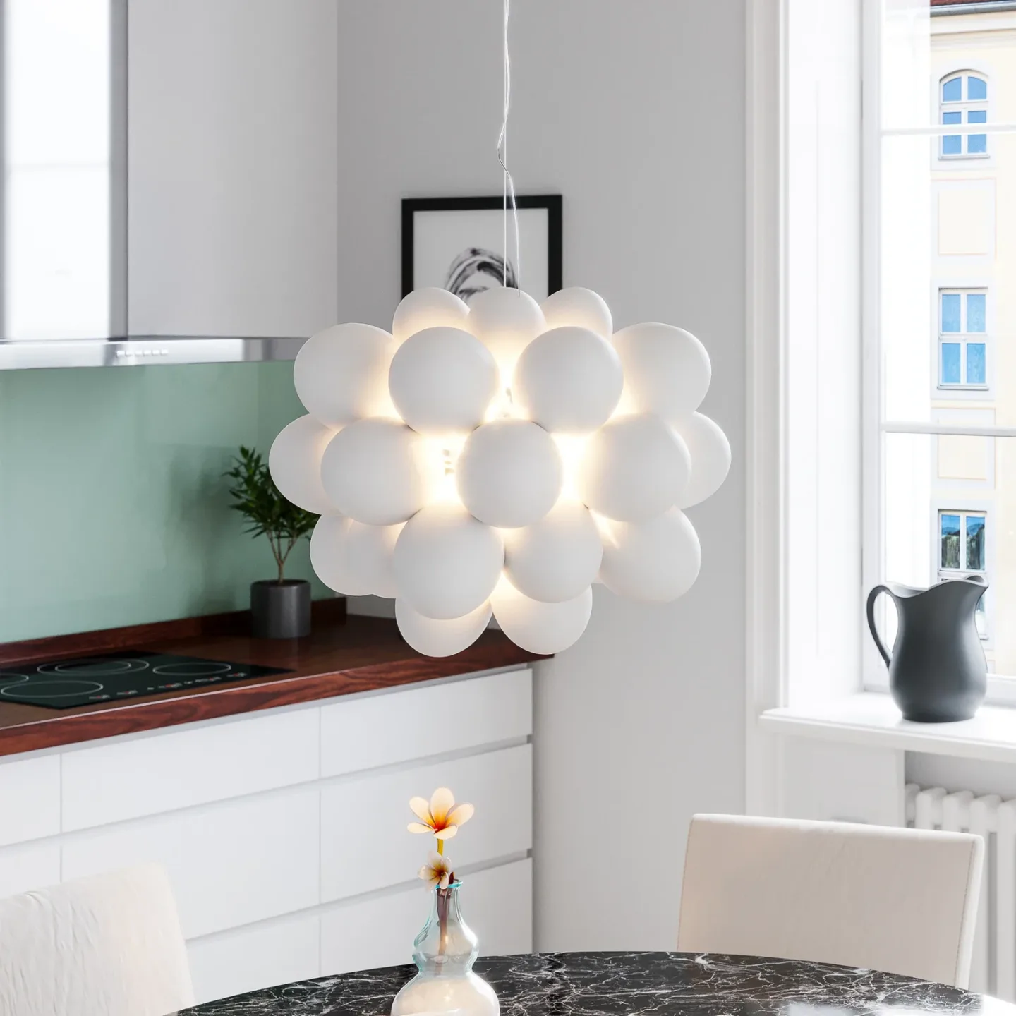 Gross Pendelleuchte, weiß matt, Ø 50 cm - By Rydéns - Wohnzimmer - Modern - Glas - Einflammig