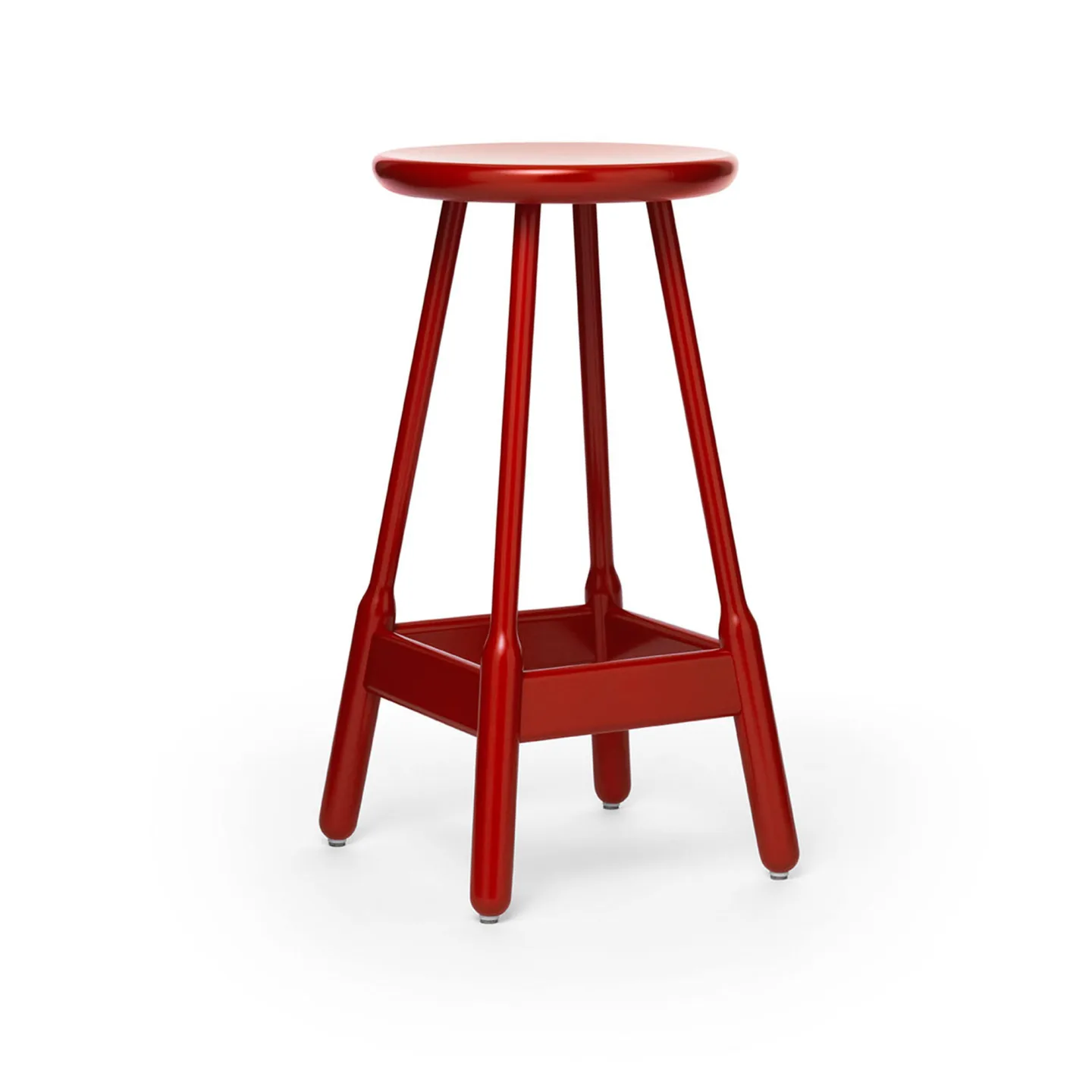 Massproductions - Albert Bar Stool - H 740, Red Lacquered Beech, Utan klädsel - Barstolar - Chris Martin