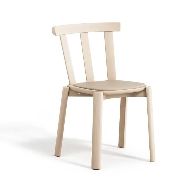 Stolab Alt stol klädd sits björk Hallingdal 65-200 beige-ljus mattlack