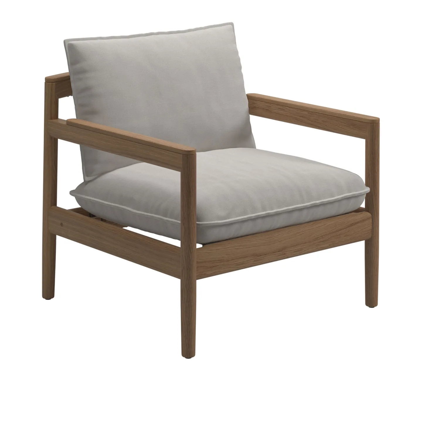 Gloster - Saranac Lounge Chair - Fabric Grade D - Wave Gravel - Matstolar utomhus - Mark Gabbertas - Träfärgad - Trä