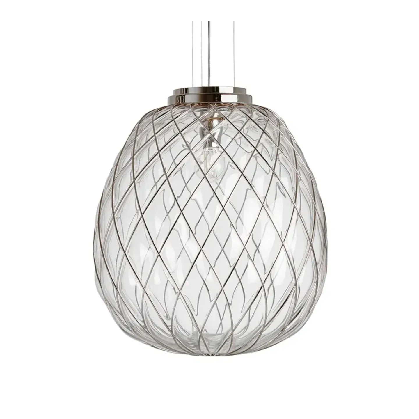 FontanaArte - Pinecone 4339 Suspension, Chrome cage/Transparent - Pendellampor - Paola Navone - Transparent