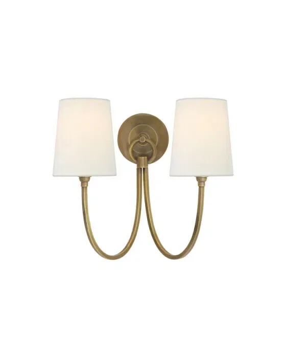 Reed Double Sconce Antique Brass