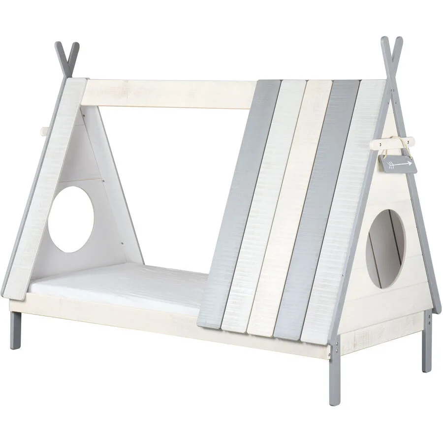 Kinderbett Jano weiss, grau MDF 90 x 200 cm