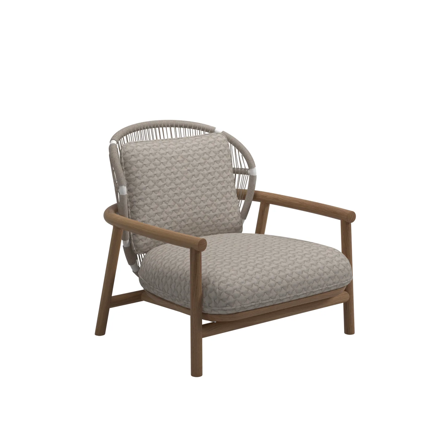 Gloster - Fern Low Back Lounge Chair, White/Dune, Kat.B Blend Linen - Fåtöljer utomhus - Sebastian Herkner - Beige - Metall/Trä/Textilmaterial