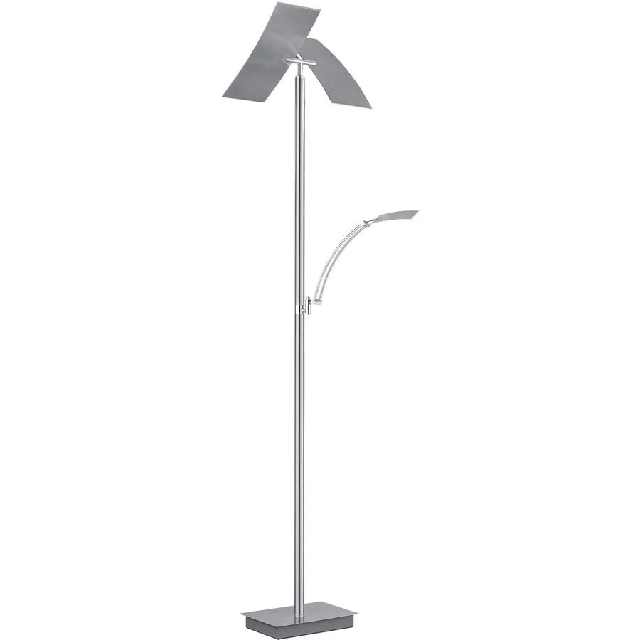 Stehlampe Felicia Silber Metall 31 cm 185 cm - Farbe: Nickel matt - LED - Lichtfarbe: Extra warmweiss - Helles Neutralweiss - Stehlampe- LED