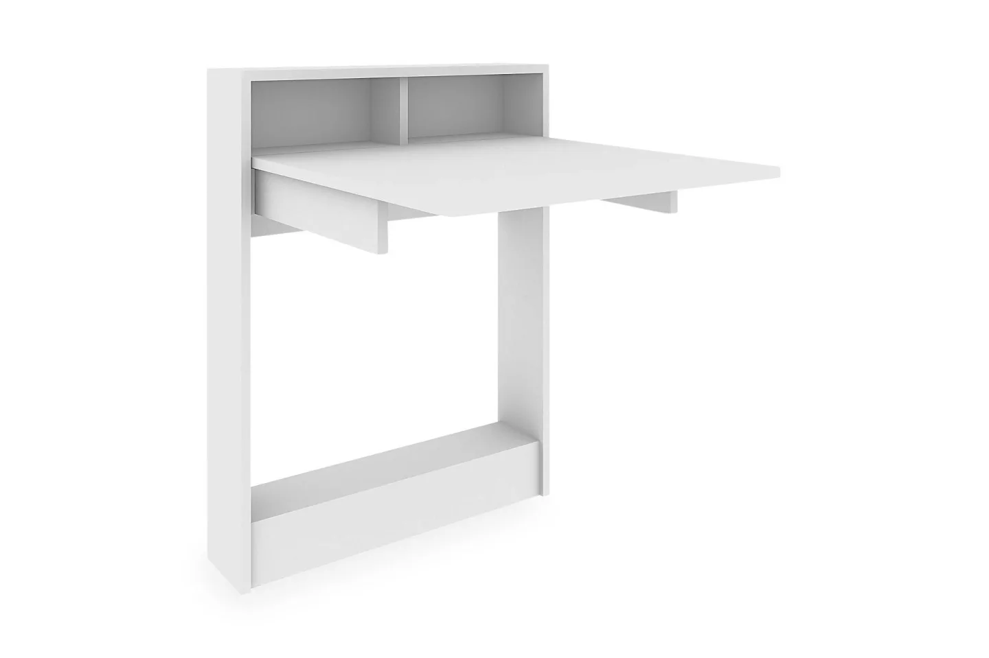 Elegancia Väggskrivbord 70 cm med Förvaring Hylla Utfällbart - Vit