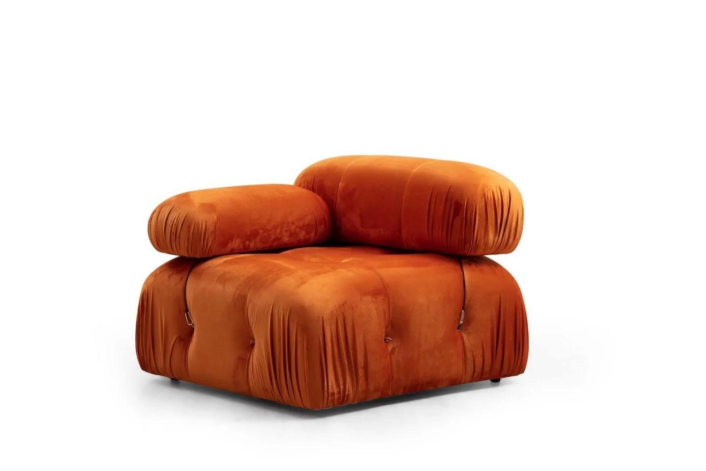 Belgin Vänstermodul / Fåtölj 95 cm med fasta armstöd och repdetaljer - Orange