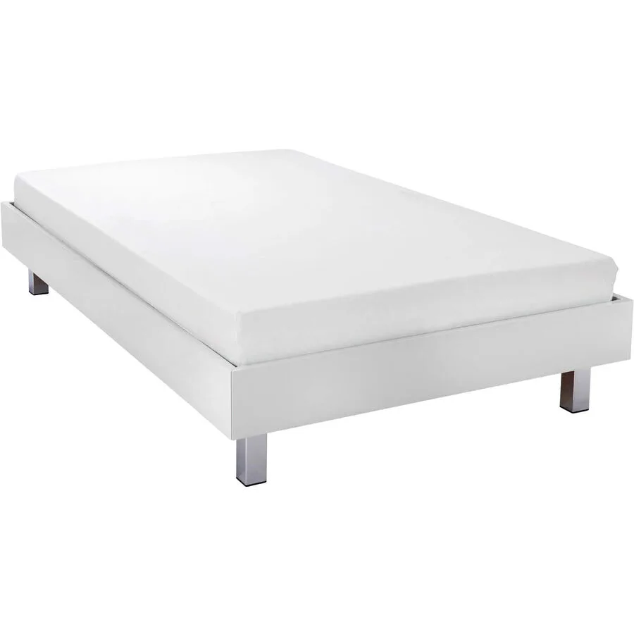 Modular Bett Smart Weiss, Chrom Holzwerkstoff, Stahl 140 x 200 cm - Schweizer Möbelhersteller