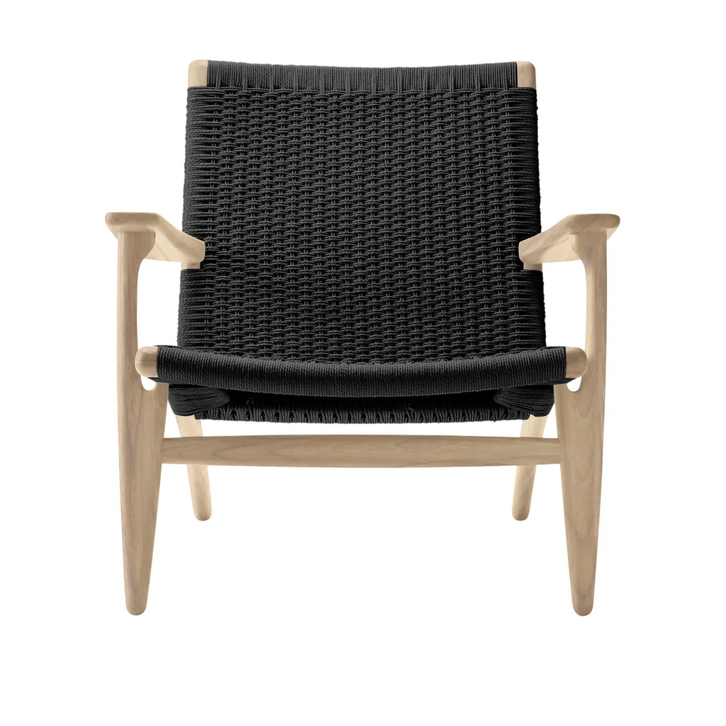 Carl Hansen - CH25, Vitoljad Ek, Svartflätat papperssnöre - Fåtöljer - Hans J. Wegner - Träfärgad - Naturmaterial/Trä