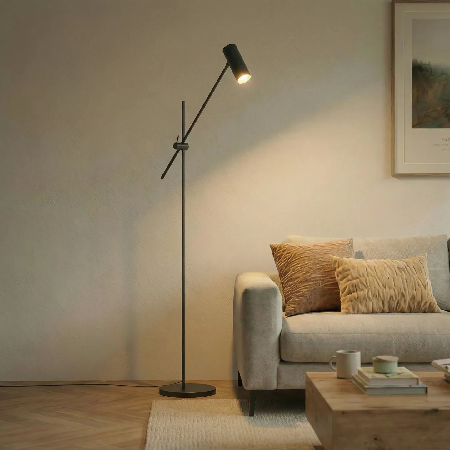 Vilo Stehleuchte, GU10, schwarz, beweglich, Höhe 153 cm, Metall - Lindby - Wohnzimmer - Skandinavisch - Einflammig