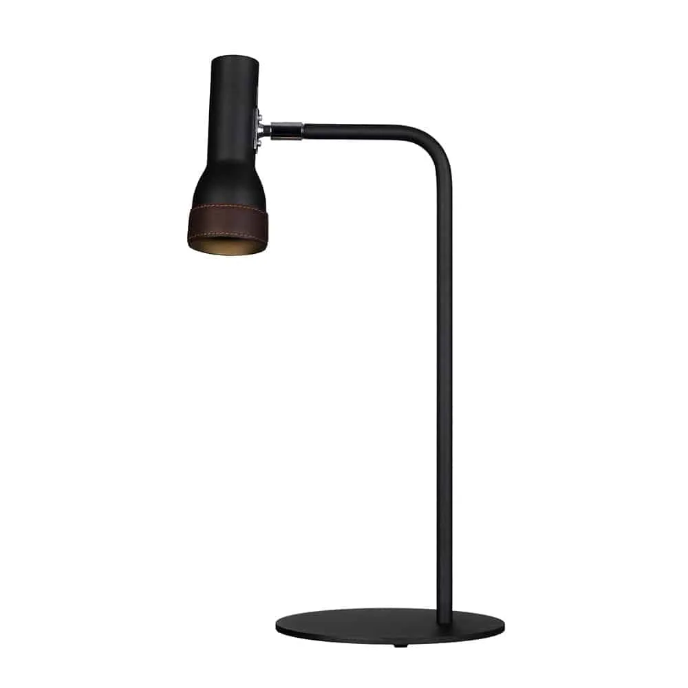 Örsjö Talk Bordslampa Svart struktur/brunt läder