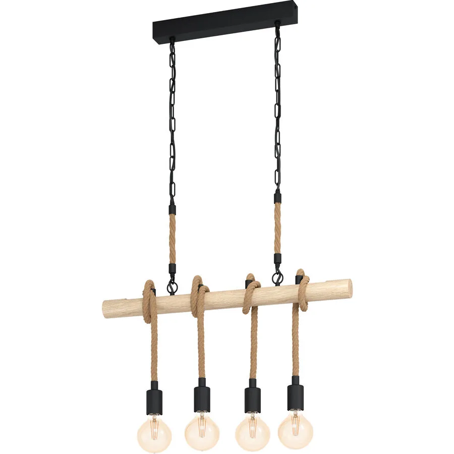 Eglo Pendellampe Youngstown Braun/Schwarz Stahl/Holz 4.5 cm 110 cm - Material: Holz/Stahl