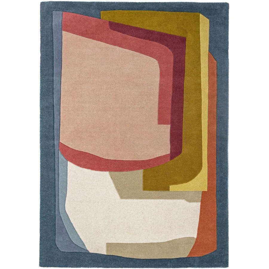 Teppich Elodia Mehrfarbig Architektonisch 100% Wolle 140 x 200 cm