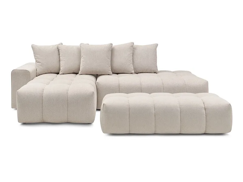Ecksofa mit Hocker BOBOCHIC MONT-BLANC Stoff chiniert beige
