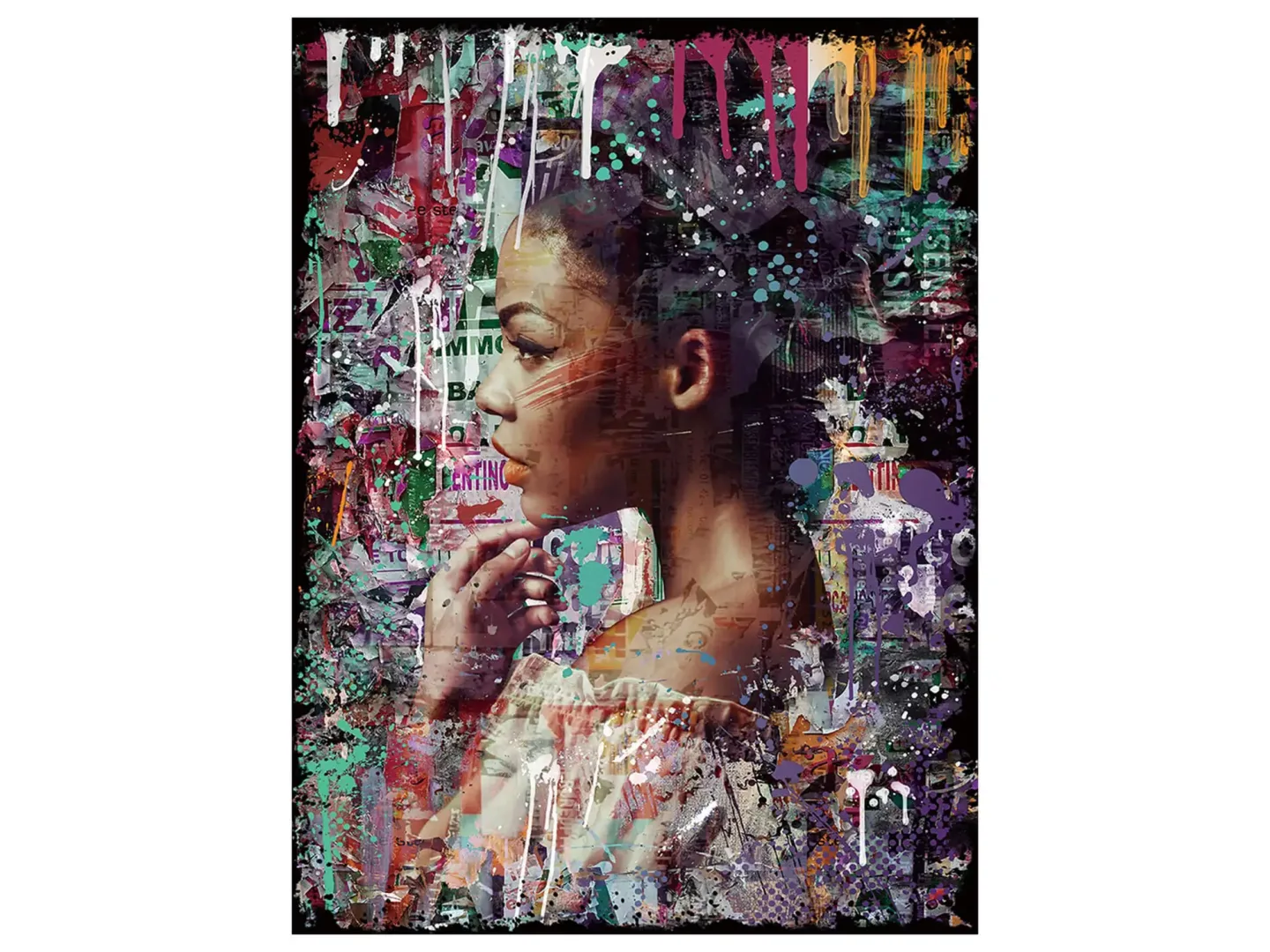 image LAND Digitaldruck auf Glas Street Art Schöne im Farbenregen | Schubiger Möbel