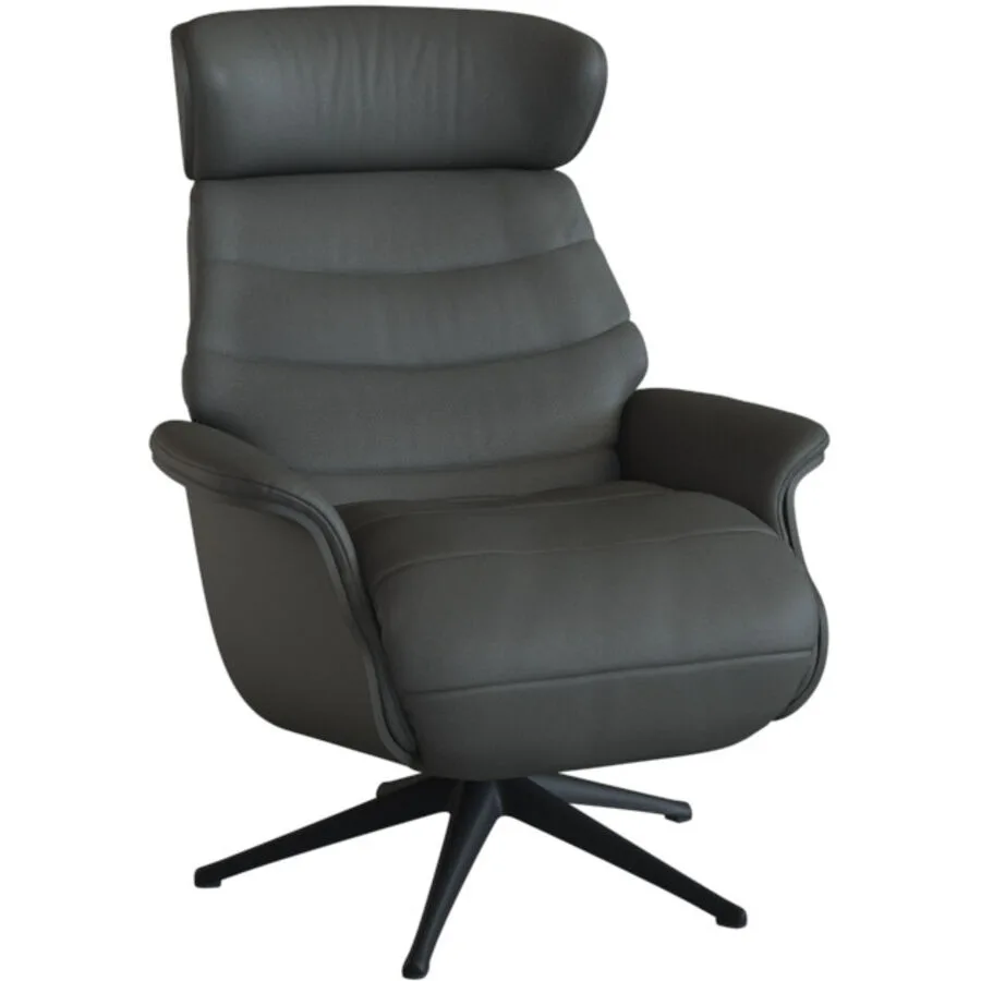 Relaxsessel Cam warmgrau Leder T 88 B 83 H 113 cm