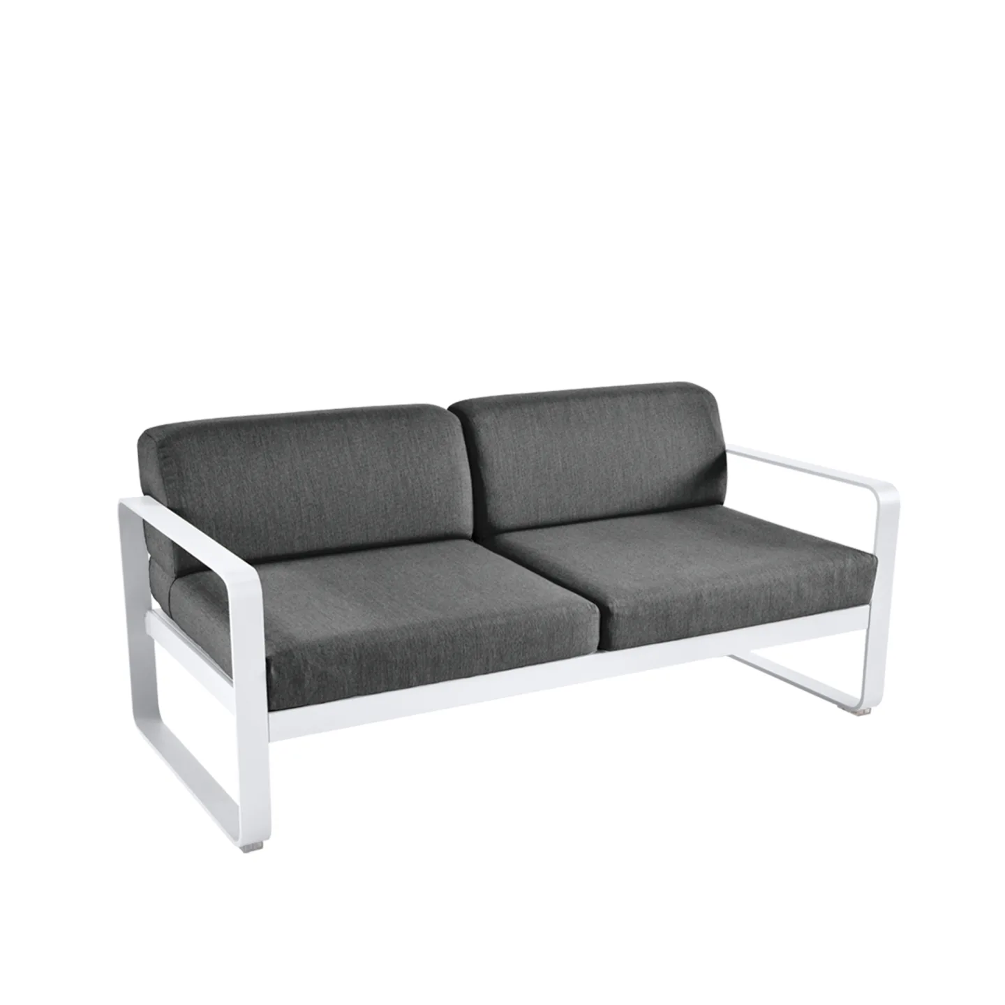Fermob - Bellevie 2 Seater Sofa Graphite Grey Cushions, Cotton White - Soffor utomhus - Pagnon & Pelhaître
