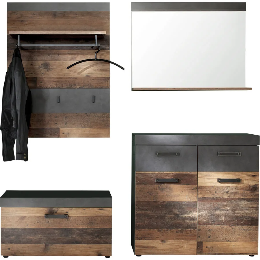 Garderobenmöbel-Set Fuerte graphit Holzwerkstoff B 185 T 37 H 192 cm