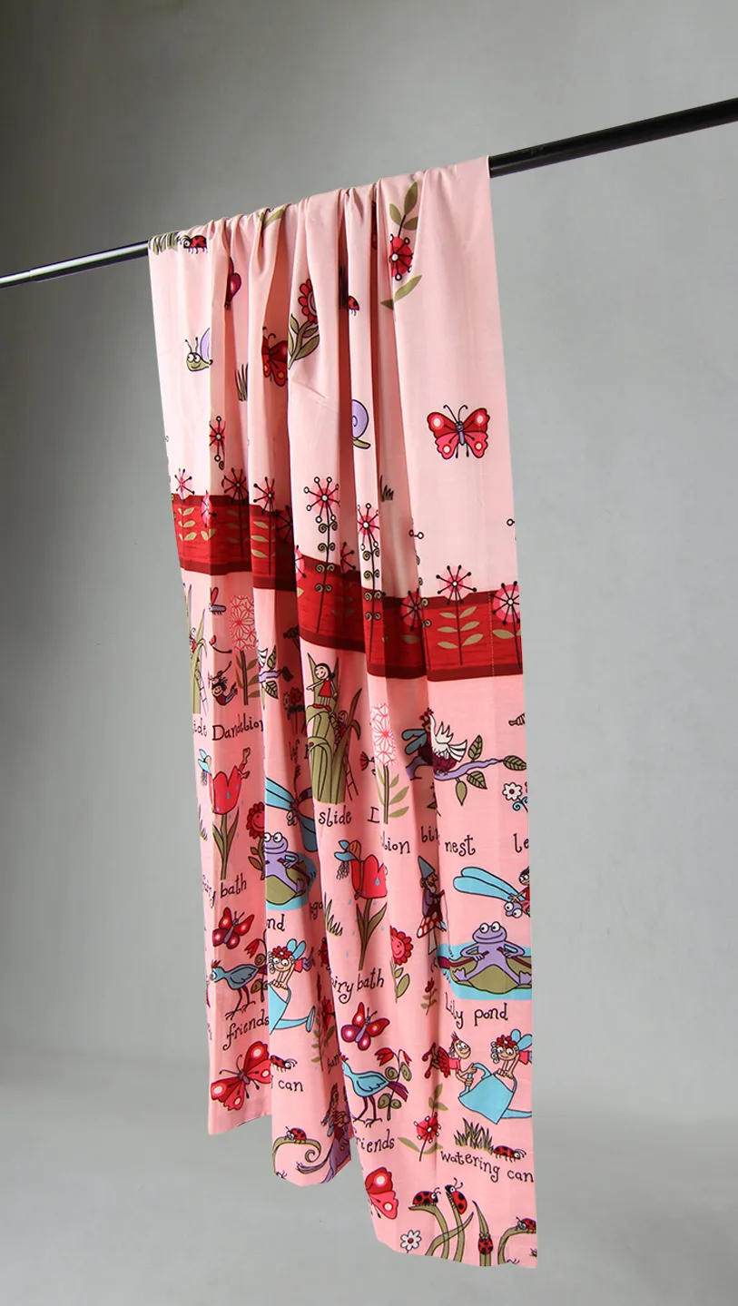 Gardin - Pink Friends (rosa) (Størrelse: 140 x 260 cm)