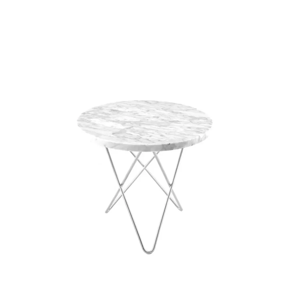 OX Denmarq Mini O Table Couchtisch Marmor Weiß, Edelstahlgestell