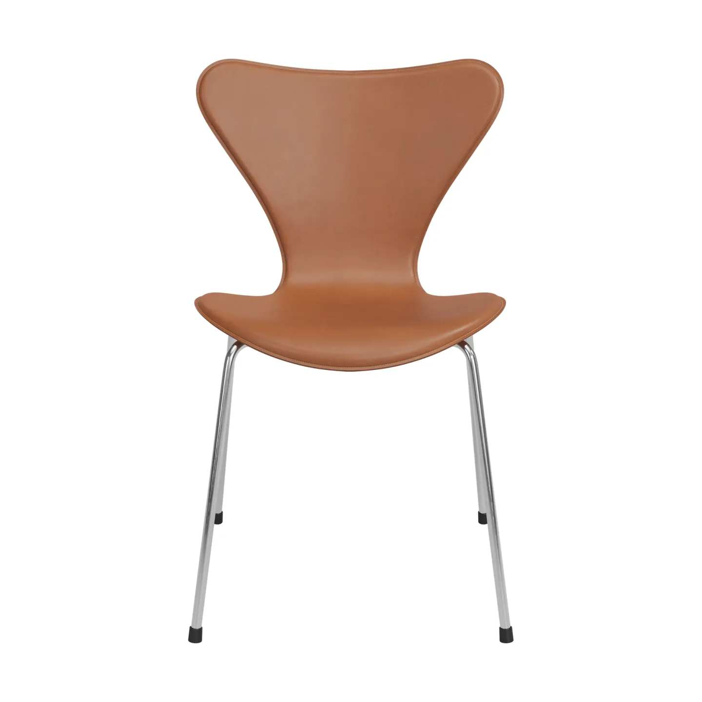Fritz Hansen Sjuan Tailored stol Harness Leather Saddle Brown-chrome
