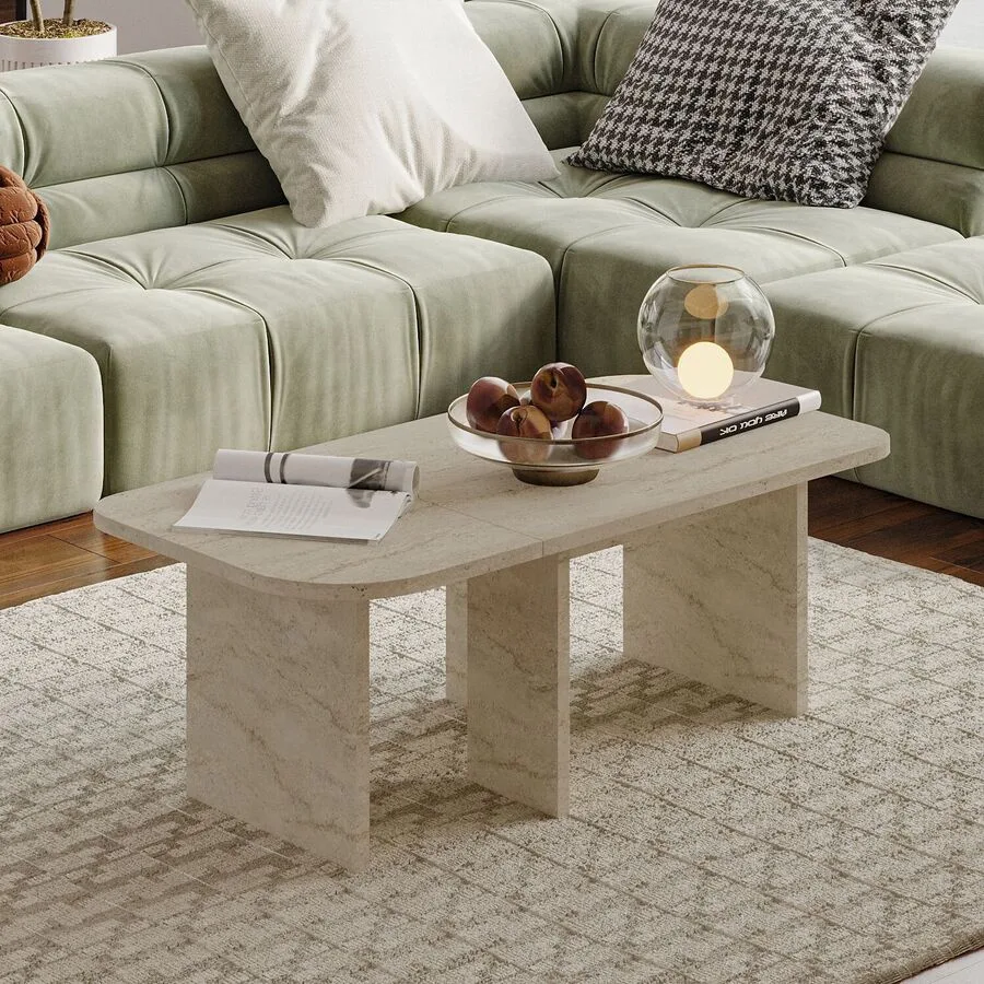 Salontisch Georis Travertin 100% Melaminbeschichtete Kiefer B 90 T 45 cm