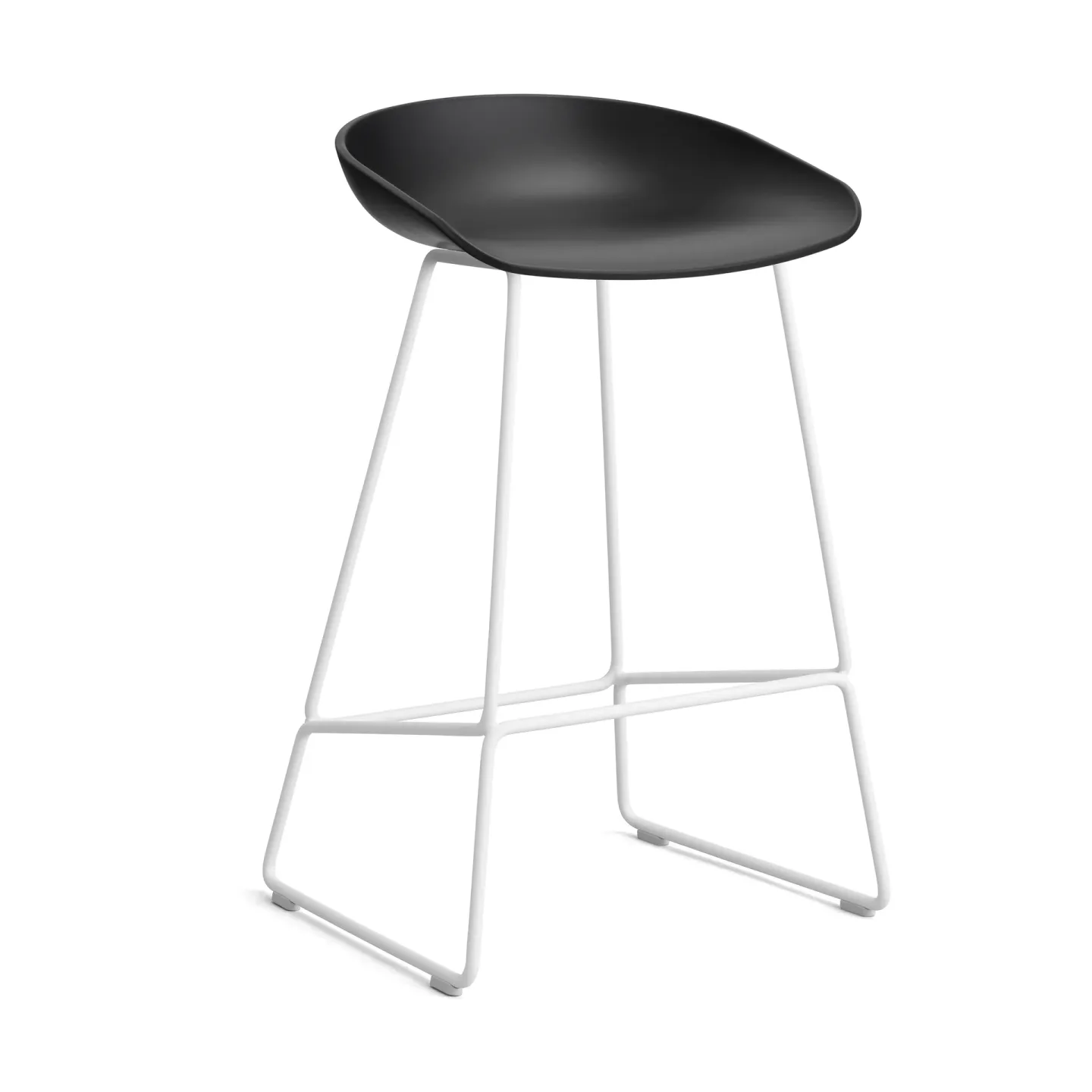 HAY About a Stool 38 Low Barhocker 2.0 Schwarz-weißes Stahlgestell