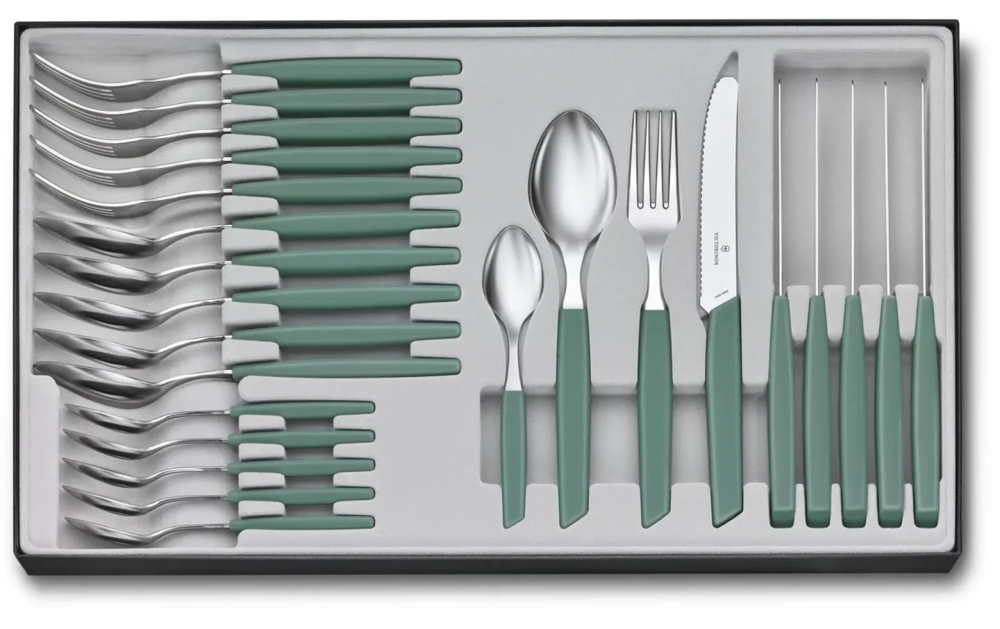 Alltron Besteck-Set Swiss Modern, 24-teilig, Salbeigrün Von Victorinox Grün | Schubiger Möbel