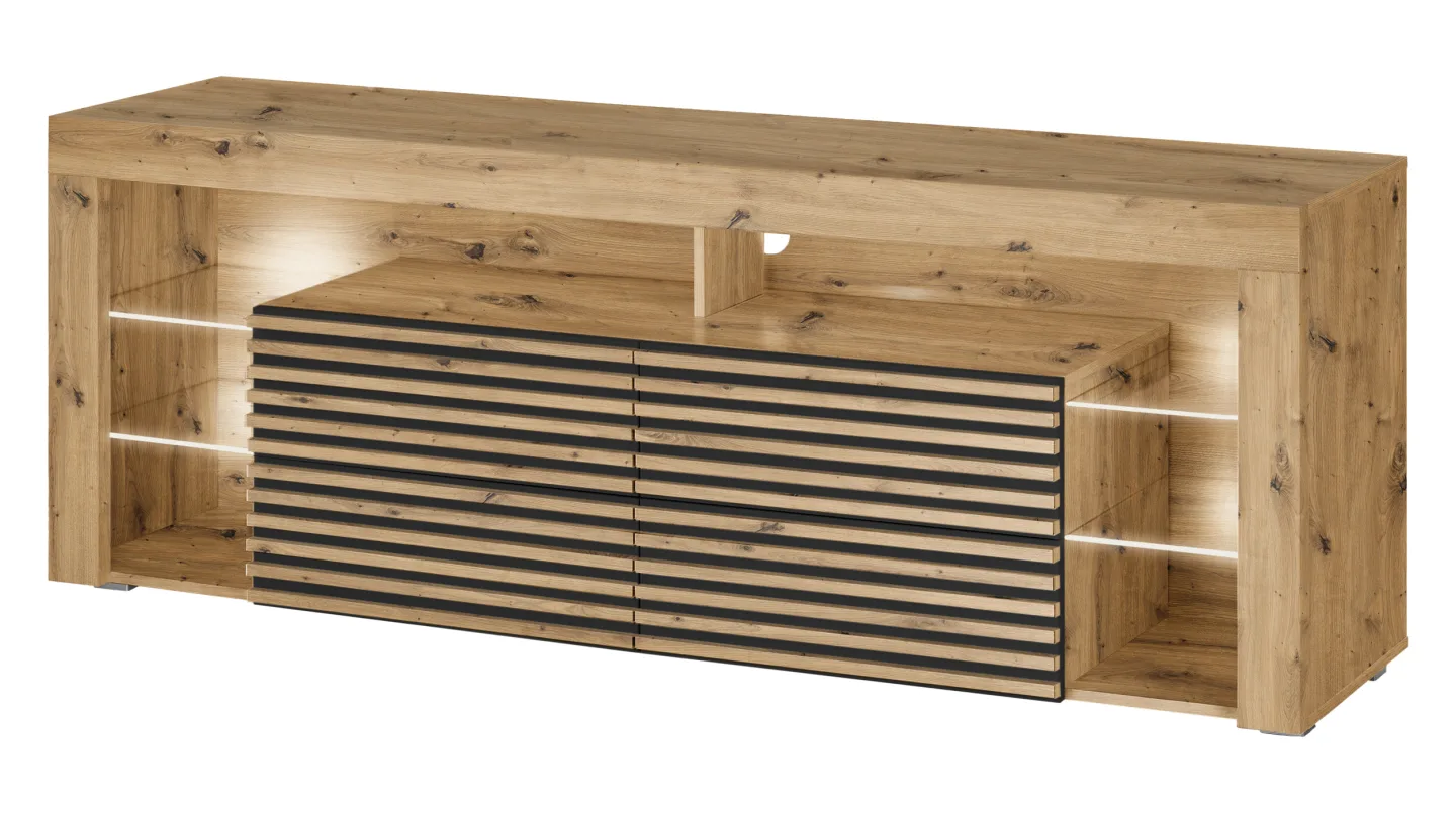 TV-Lowboard mit Schubladen Artisan Eiche schwarz - 179 cm - GOAL