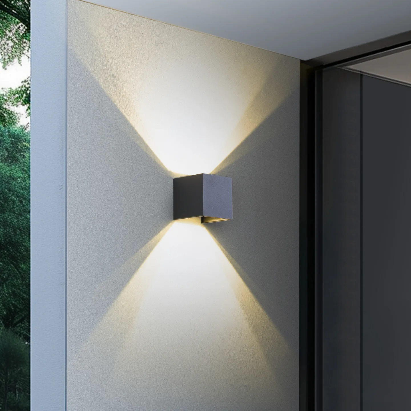 Dara Smart LED-Außenwandlampe grau CCT RGB Tuya - Lindby - Balkon - Modern - Aluminium - Bündig