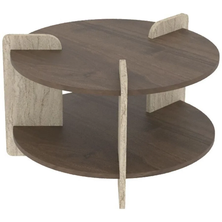 Salontisch Georis Nussbaum, Travertin 100% Melaminbeschichtete Kiefer B 70 T 70 cm