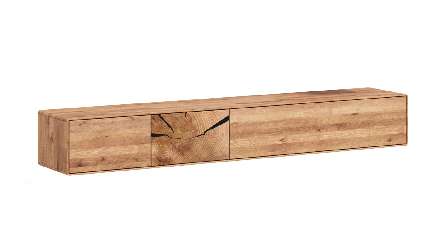 TV - Lowboard Wildeiche massiv geölt - montiert - 220 cm - TORVEN