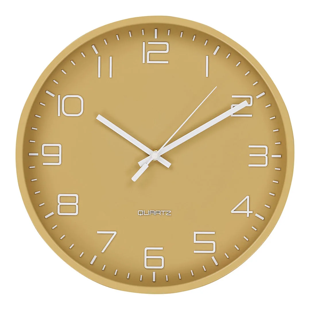 Rosolini Wanduhr lautlos Ø30cm Ocker.