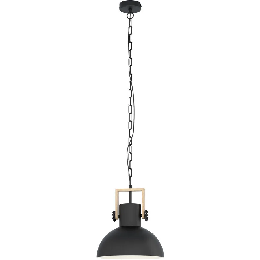 Eglo Pendellampe Lubenham Schwarz Stahl/Holz 110 cm - Material: Holz/Stahl