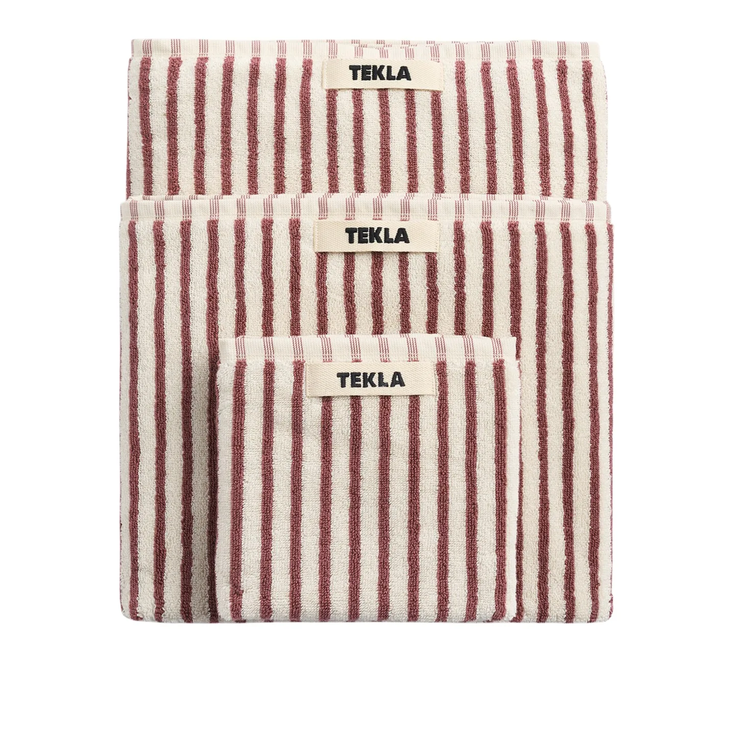 Tekla - Terry towel ripple stripes 100 x 150 cm - Handdukar och badlakan - Röd - Bomull