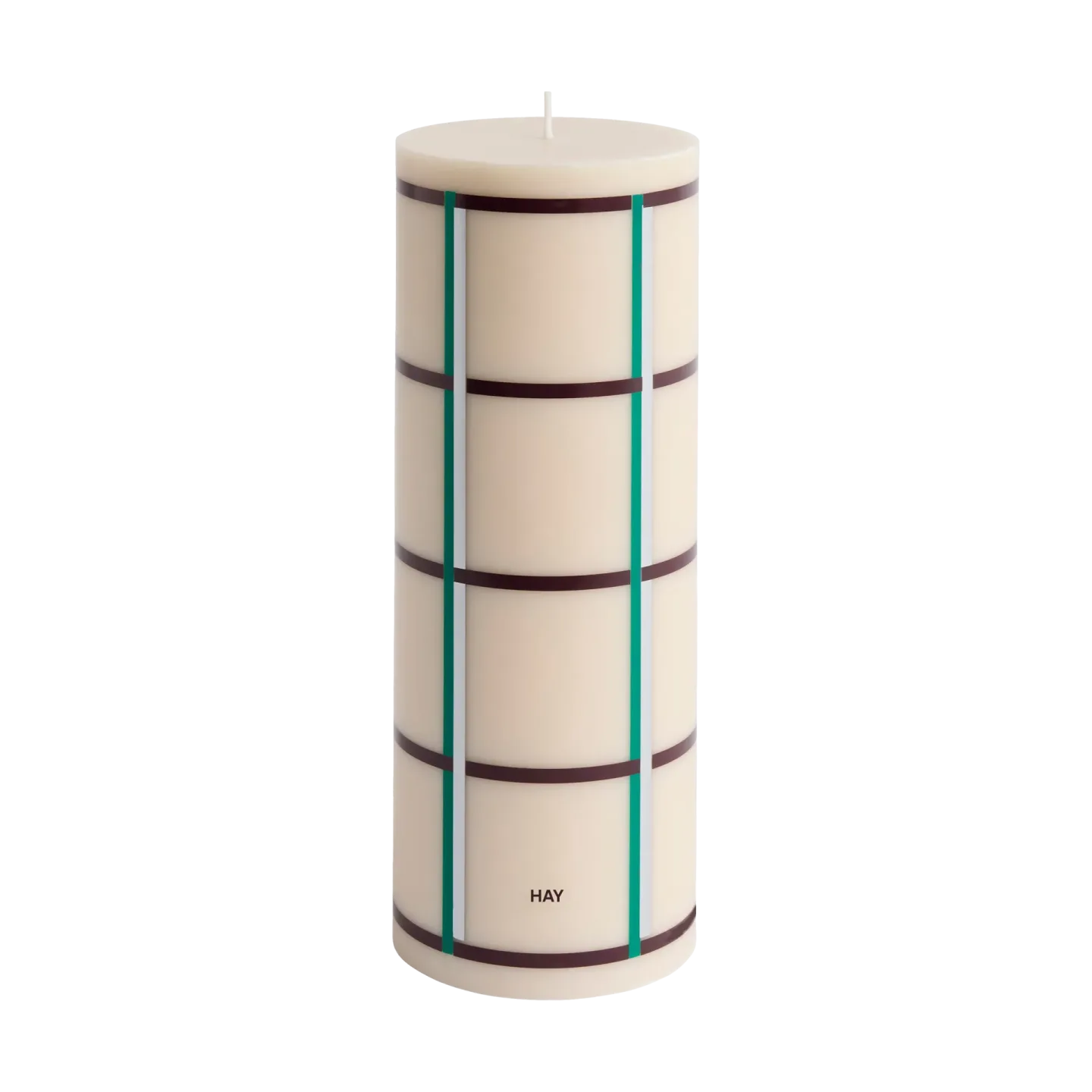 HAY Column Candle Blockkerze large 25 cm Off white-green bordeaux-silver
