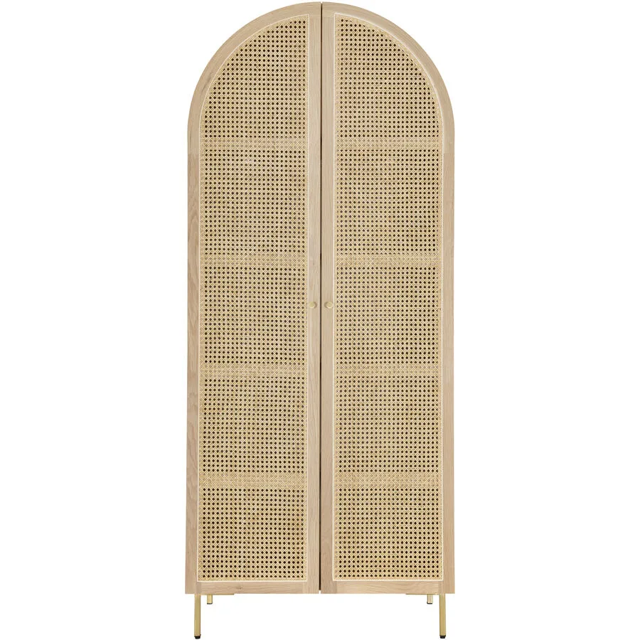Highboard Maiken 1 natur Eiche, Rattan B 43 H 192 cm