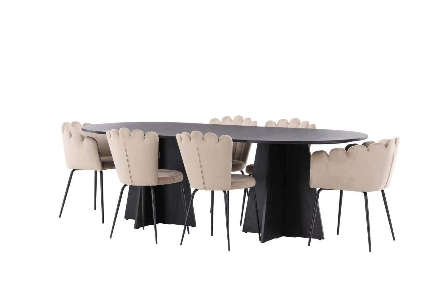 Matgrupp Manciat 230 cm Oval med 4 Limhamn stolar - Beige